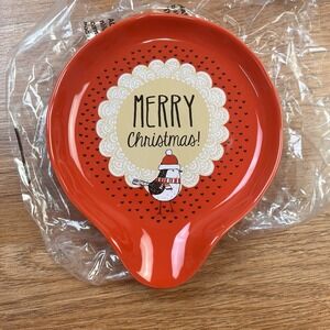 Snow Pals by Amylee Weeks Christmas Spoonrest with Bird 5" Red NEW‎